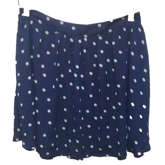 Free Bird Navy Blue & White Polka Dot Mini Skirt Y2K Flowy Mesh w/ Lining Small - Picture 1 of 4